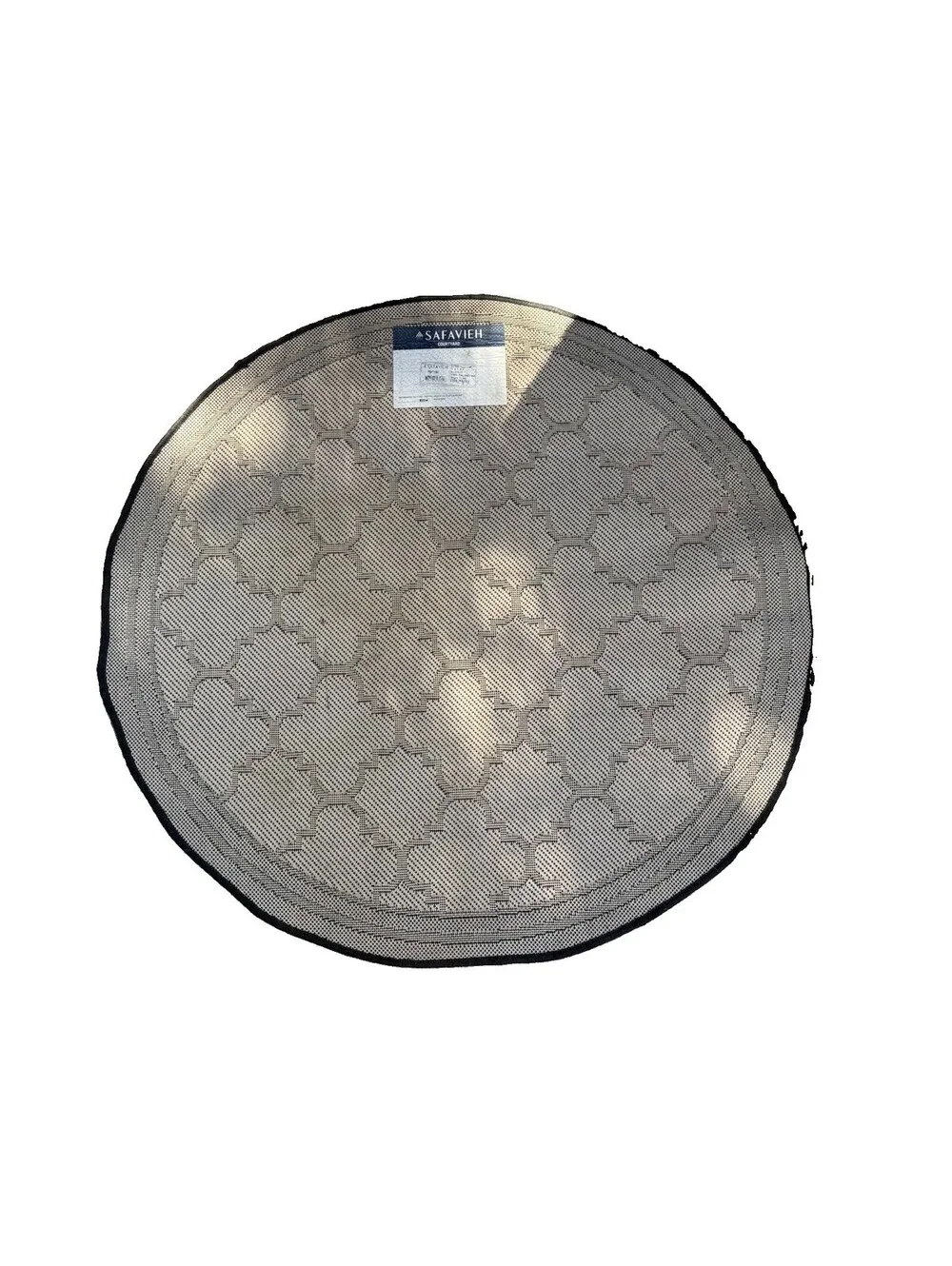 SAFAVIEH Courtyard CY6918 Black Beige 4’ Round Indoor Outdoor Patio Area Rug